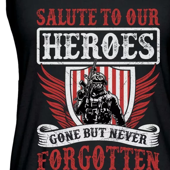 Salute To Our Heroes Memorial Tribute Ladies Essential Flowy Tank