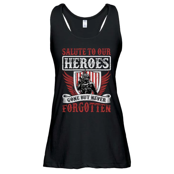 Salute To Our Heroes Memorial Tribute Ladies Essential Flowy Tank