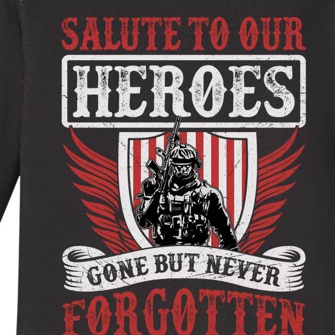 Salute To Our Heroes Memorial Tribute Baby Long Sleeve Bodysuit