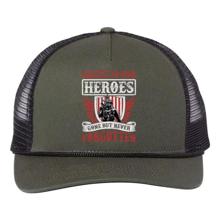 Salute To Our Heroes Memorial Tribute Retro Rope Trucker Hat Cap