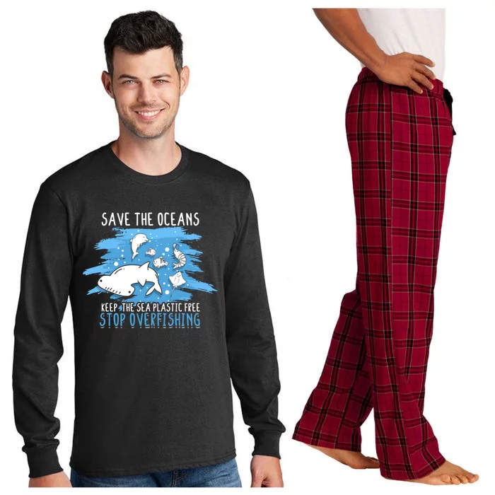 Save The Oceans Keep Sea Plastic Free Earth Recycle Great Gift Long Sleeve Pajama Set