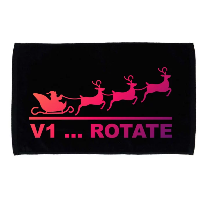 Santa Take Off Funny Pilot Airplane Christmas Gift Microfiber Hand Towel