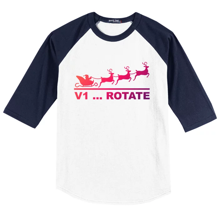 Santa Take Off Funny Pilot Airplane Christmas Gift Baseball Sleeve Shirt