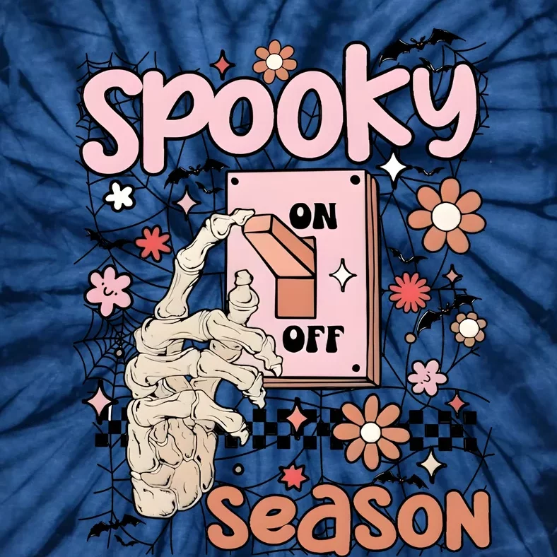 Spooky Turn Off Turn On Season Skeleton Hand Funny Halloween Tie-Dye T-Shirt