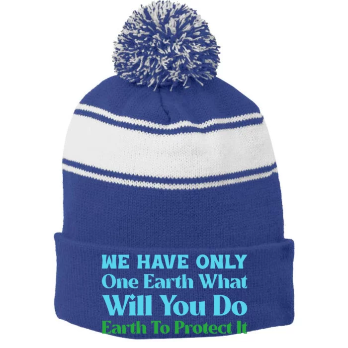 Save The Oceans Marine Life For Environtal Awareness Gift Stripe Pom Pom Beanie