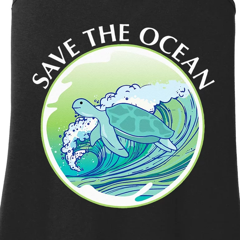 Save The Ocean Marine Biology Biologist Sea Turtle Lover Ladies Essential Tank