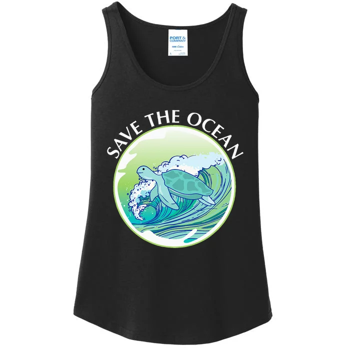 Save The Ocean Marine Biology Biologist Sea Turtle Lover Ladies Essential Tank