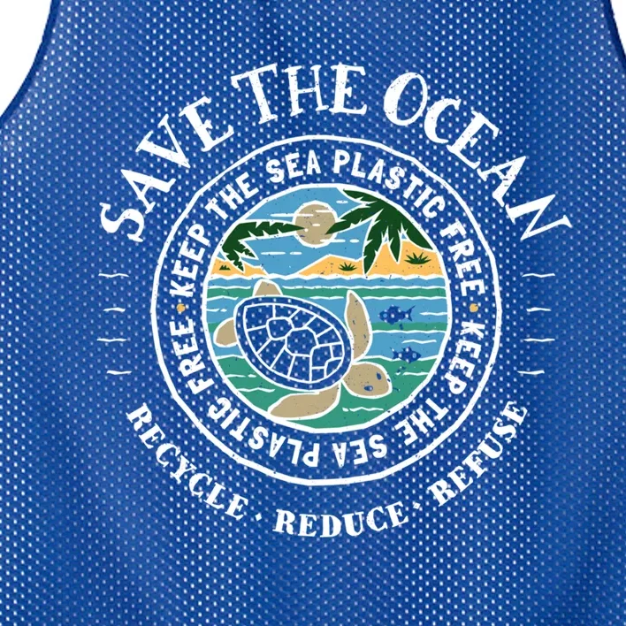 Save The Oceans Meaningful Gift Keep The Sea Plastic Free Turtle Mesh Reversible Basketball Jersey Tank