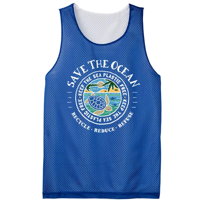 Save The Oceans Meaningful Gift Keep The Sea Plastic Free Turtle Mesh Reversible Basketball Jersey Tank