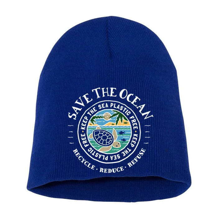 Save The Oceans Meaningful Gift Keep The Sea Plastic Free Turtle Short Acrylic Beanie