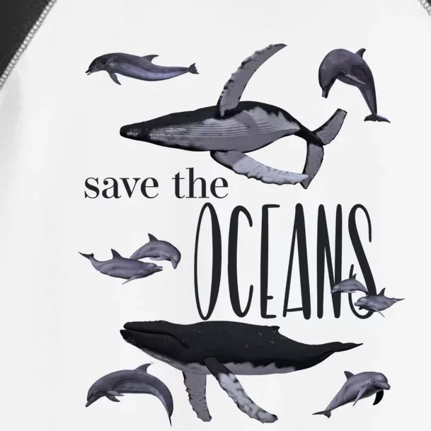 Save The Oceans Whale Dolphin Print Marine Ocean Gift Toddler Fine Jersey T-Shirt