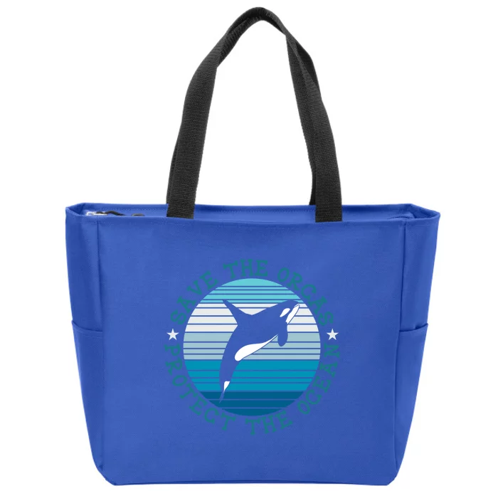 Save The Orcas Protect The Ocean Whale Design Gift Zip Tote Bag