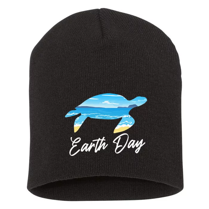 Sea Turtle Ocean Earth Day Save The Animal Environmentalist Short Acrylic Beanie