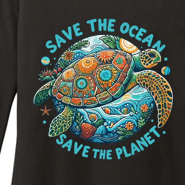 Save The Ocean Save The Planet Cute Sea Turtle Womens CVC Long Sleeve Shirt