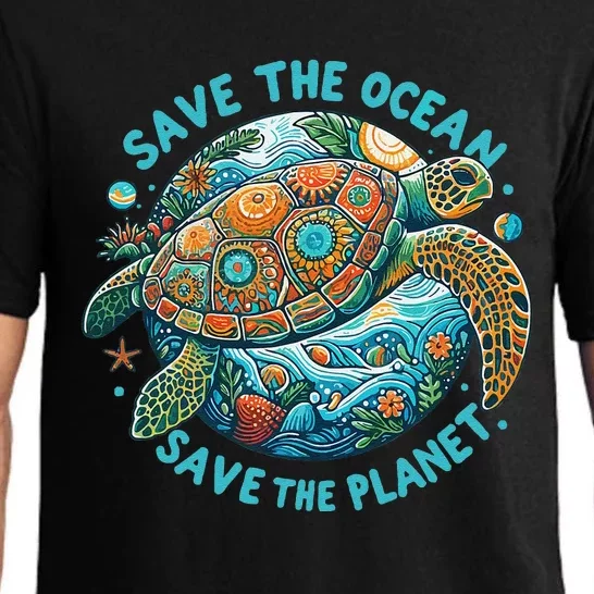 Save The Ocean Save The Planet Cute Sea Turtle Pajama Set