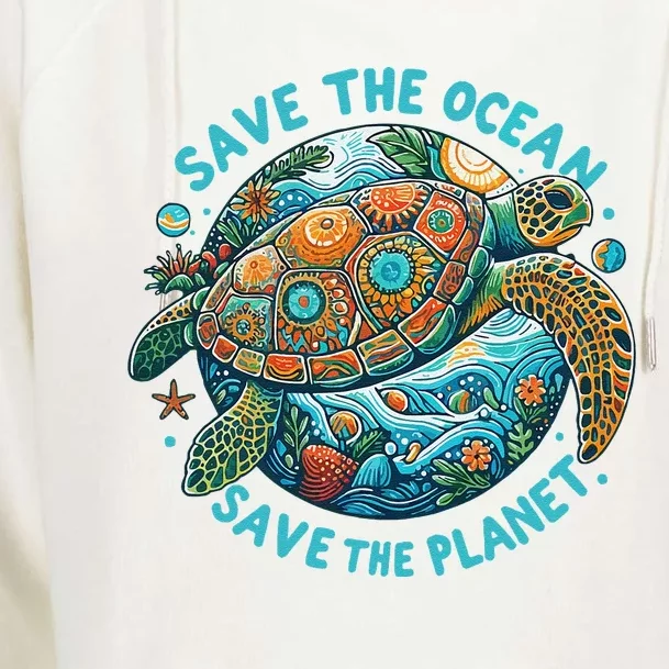 Save The Ocean Save The Planet Cute Sea Turtle Womens Funnel Neck Pullover Hood