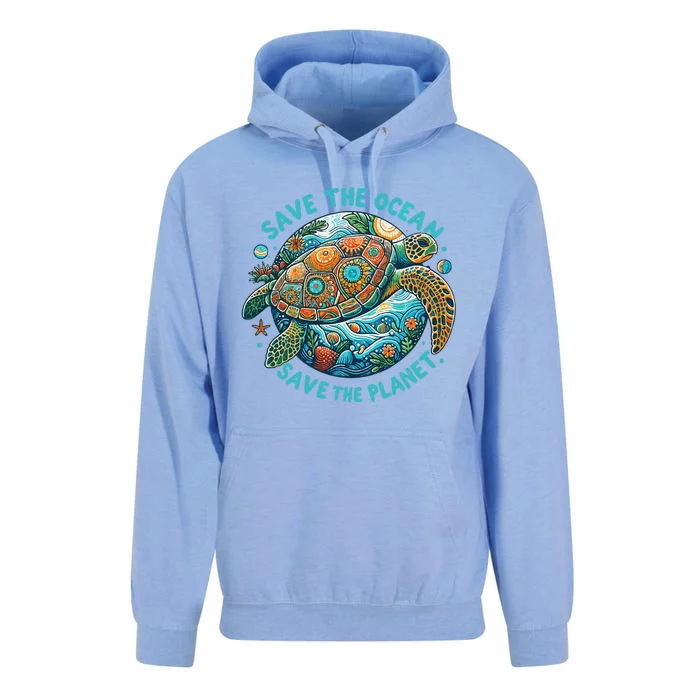 Save The Ocean Save The Planet Cute Sea Turtle Unisex Surf Hoodie