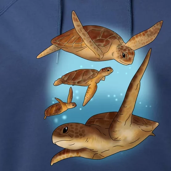 Sea Turtle Ocean Skip A Straw Save A Turtle Gift Performance Fleece Hoodie