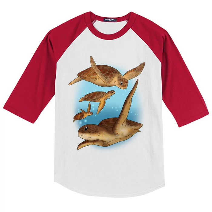 Sea Turtle Ocean Skip A Straw Save A Turtle Gift Kids Colorblock Raglan Jersey