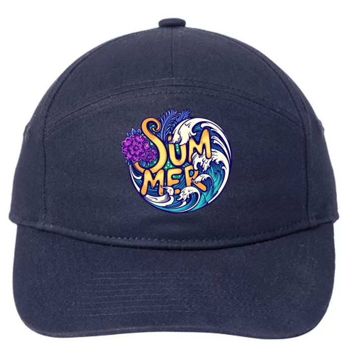 Summer Tropical Ocean Wave 7-Panel Snapback Hat