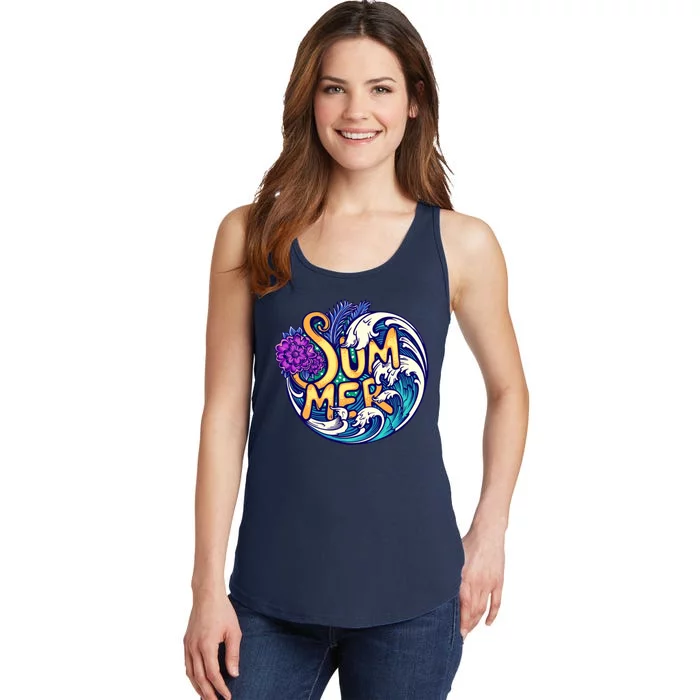 Summer Tropical Ocean Wave Ladies Essential Tank