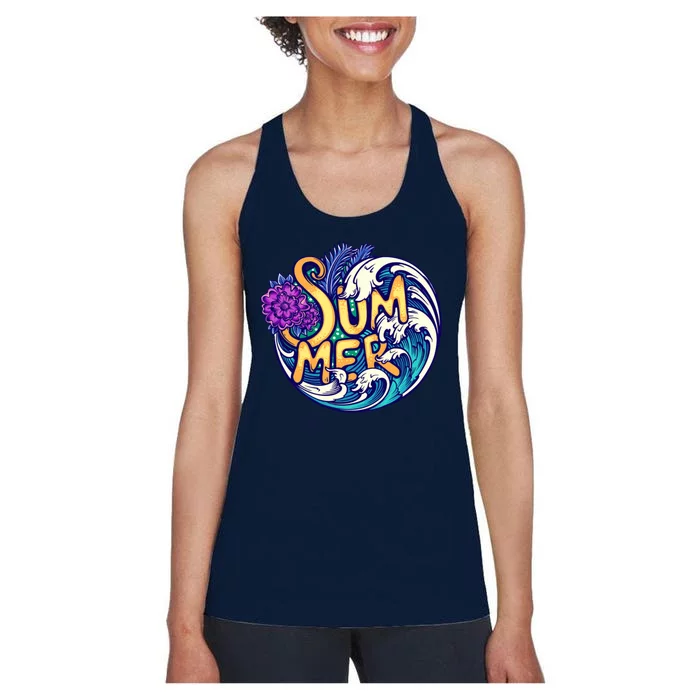 Summer Tropical Ocean Wave Women's Racerback Tank