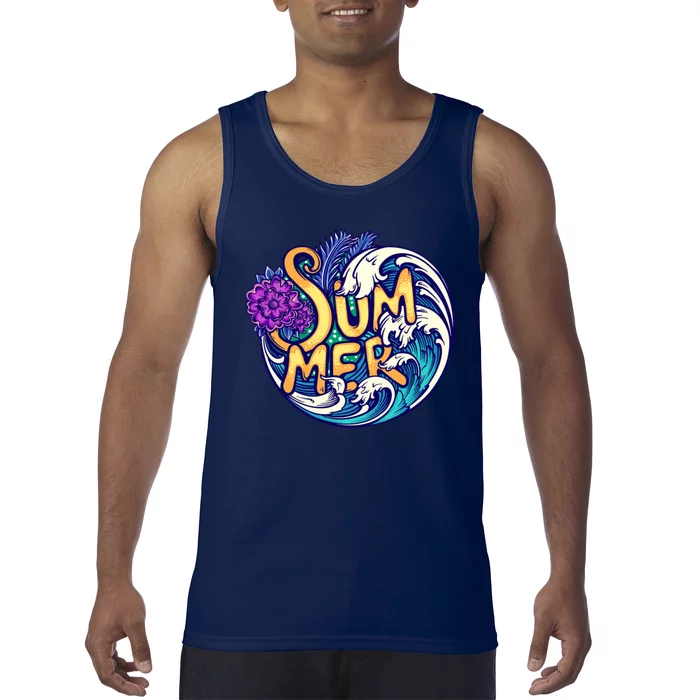 Summer Tropical Ocean Wave Tank Top