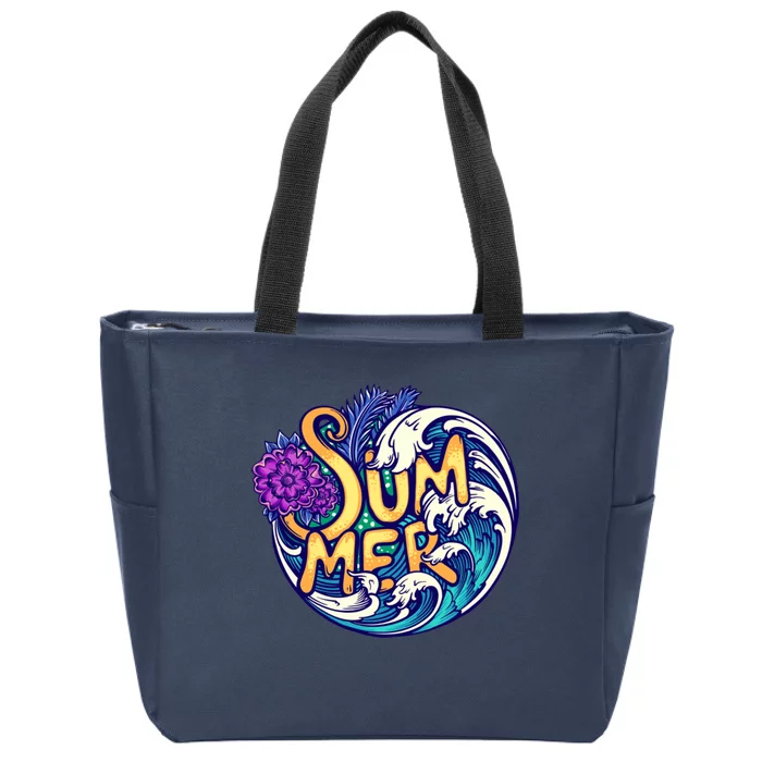 Summer Tropical Ocean Wave Zip Tote Bag