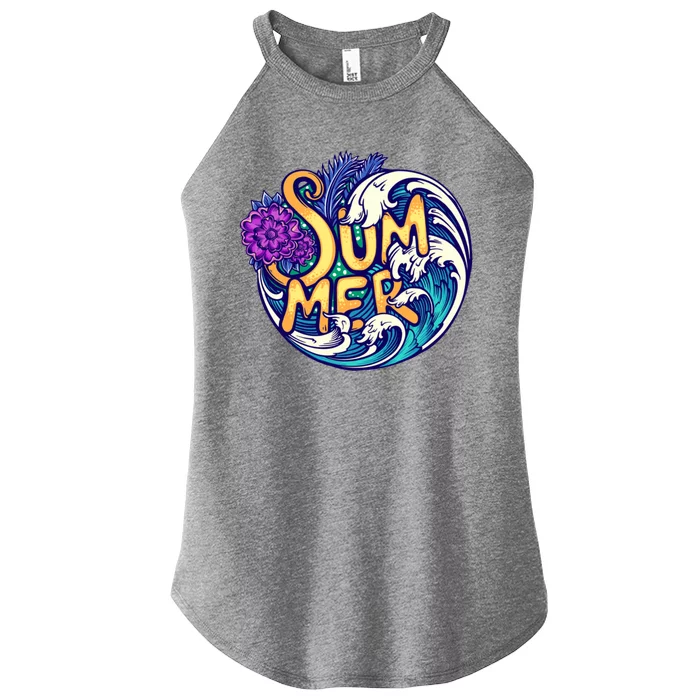 Summer Tropical Ocean Wave Women’s Perfect Tri Rocker Tank