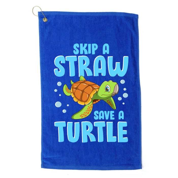 Sea Turtles Ocean Skip A Straw Save A Turtle Marine Biology Cool Gift Platinum Collection Golf Towel