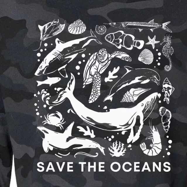 Save The Oceanswhale Turtle Orca Climate Changesea Lover Cropped Pullover Crew