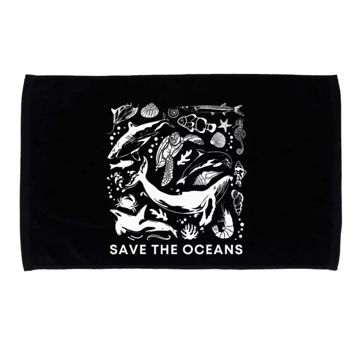 Save The Oceanswhale Turtle Orca Climate Changesea Lover Microfiber Hand Towel