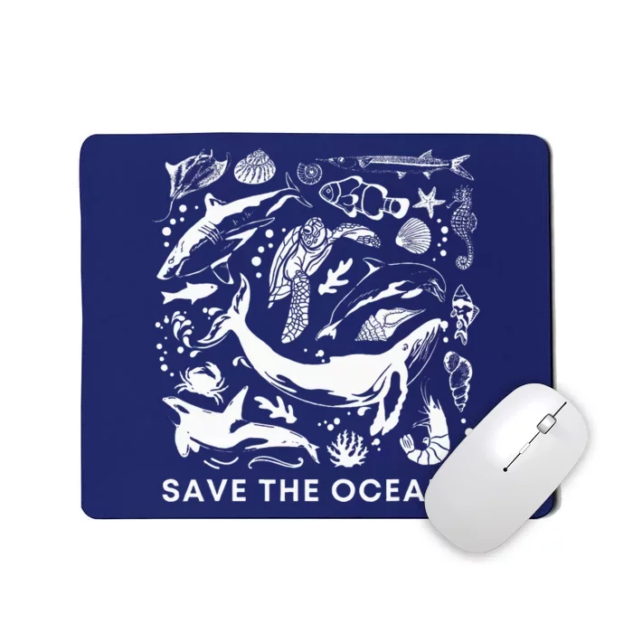 Save The Oceanswhale Turtle Orca Climate Changesea Lover Mousepad