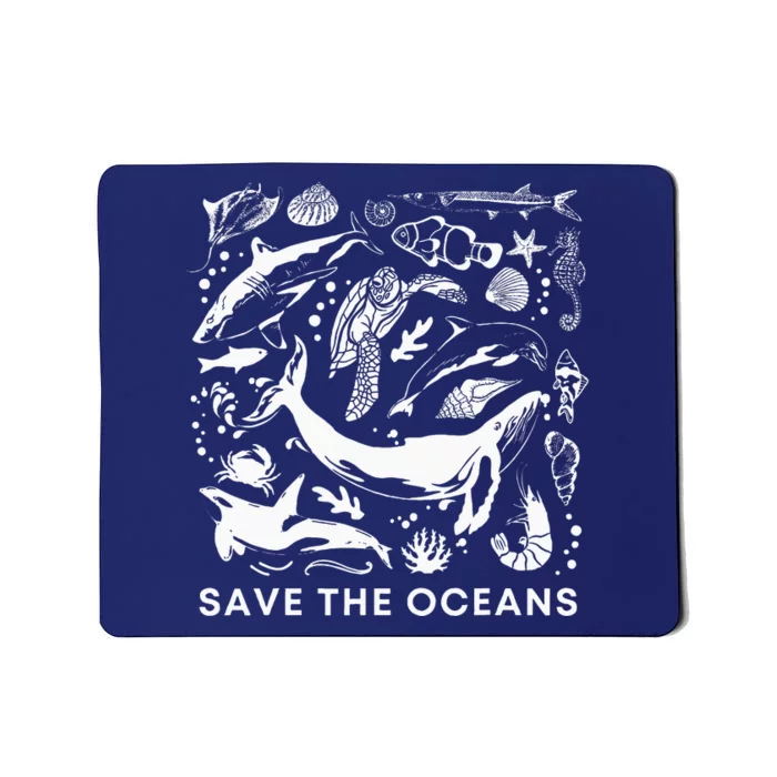 Save The Oceanswhale Turtle Orca Climate Changesea Lover Mousepad