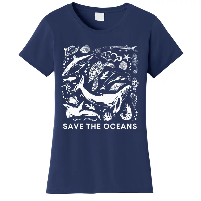 Save The Oceanswhale Turtle Orca Climate Changesea Lover Women's T-Shirt