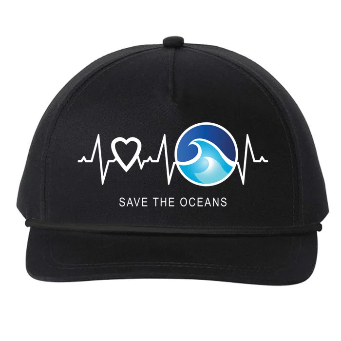 Save The Oceans Heartbeat Love Mother Earth Day Novelty Gift Snapback Five-Panel Rope Hat