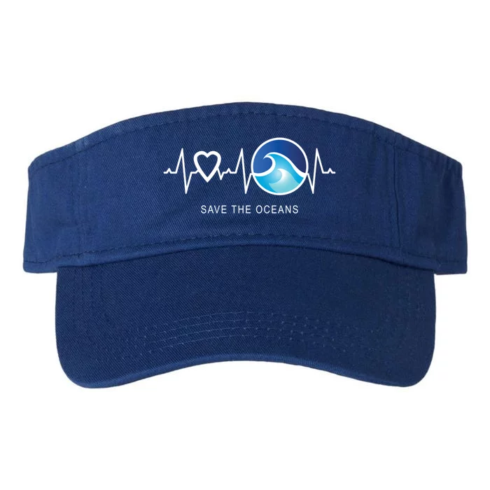 Save The Oceans Heartbeat Love Mother Earth Day Novelty Gift Valucap Bio-Washed Visor