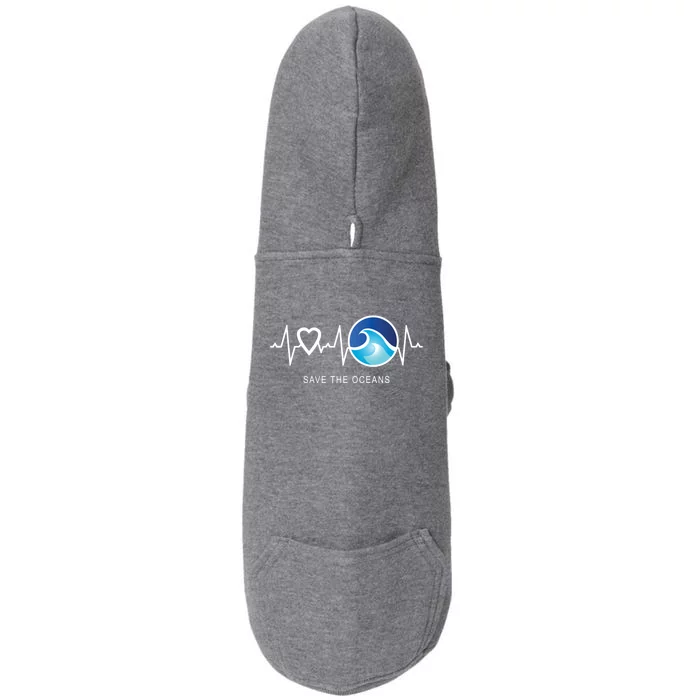 Save The Oceans Heartbeat Love Mother Earth Day Novelty Gift Doggie 3-End Fleece Hoodie