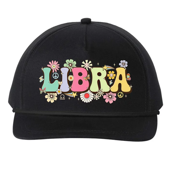 September To October Birthday Groovy Retro Libra Zodiac Sign Gift Snapback Five-Panel Rope Hat