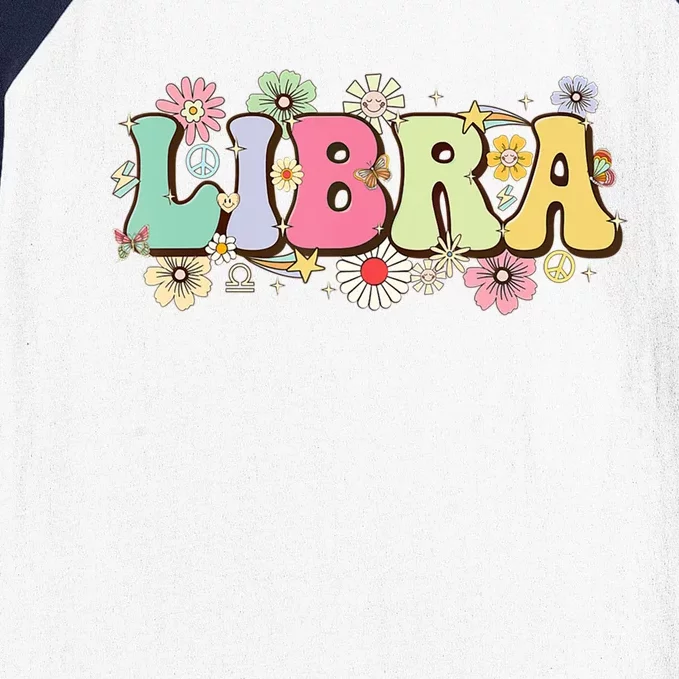 September To October Birthday Groovy Retro Libra Zodiac Sign Gift Baseball Sleeve Shirt