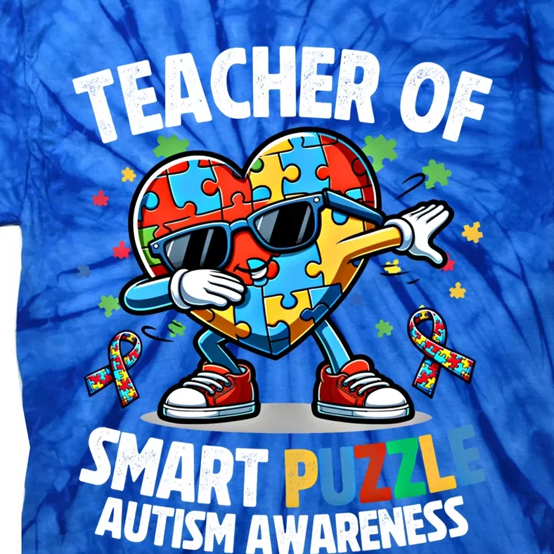 Sped Teacher Of Smart Puzzle Heart Dabbing Autism Awareness Gift Tie-Dye T-Shirt