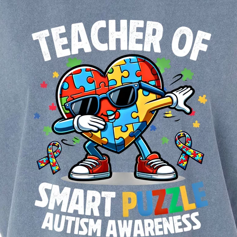 Sped Teacher Of Smart Puzzle Heart Dabbing Autism Awareness Gift Garment-Dyed Women's Muscle Tee