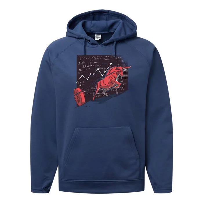 Stock Market Bitcoin Bull Performance Fleece Hoodie