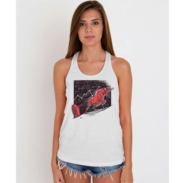 Stock Market Bitcoin Bull Women's Knotted Racerback Tank