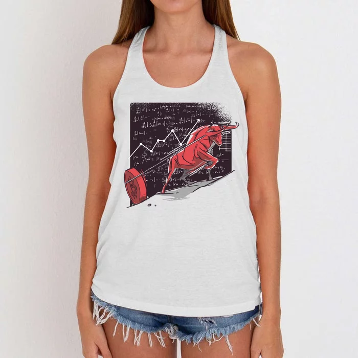 Stock Market Bitcoin Bull Women's Knotted Racerback Tank