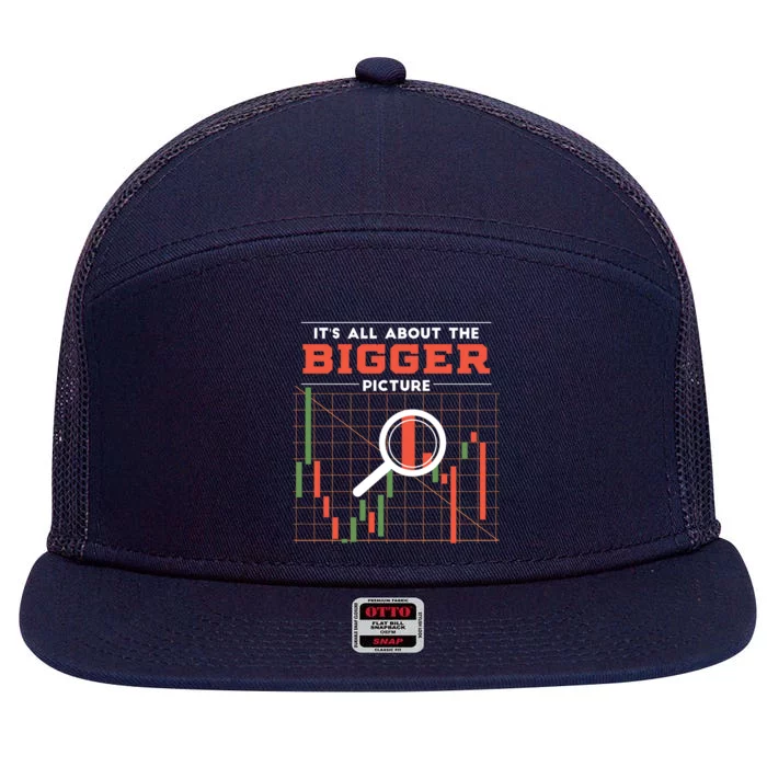 Stock Market Graph Bigger Picture 7 Panel Mesh Trucker Snapback Hat