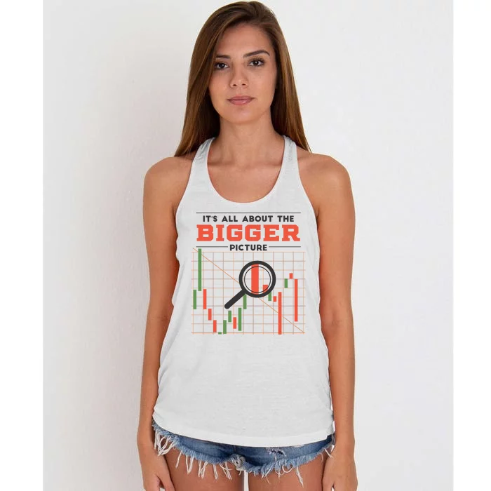 Stock Market Graph Bigger Picture Women's Knotted Racerback Tank