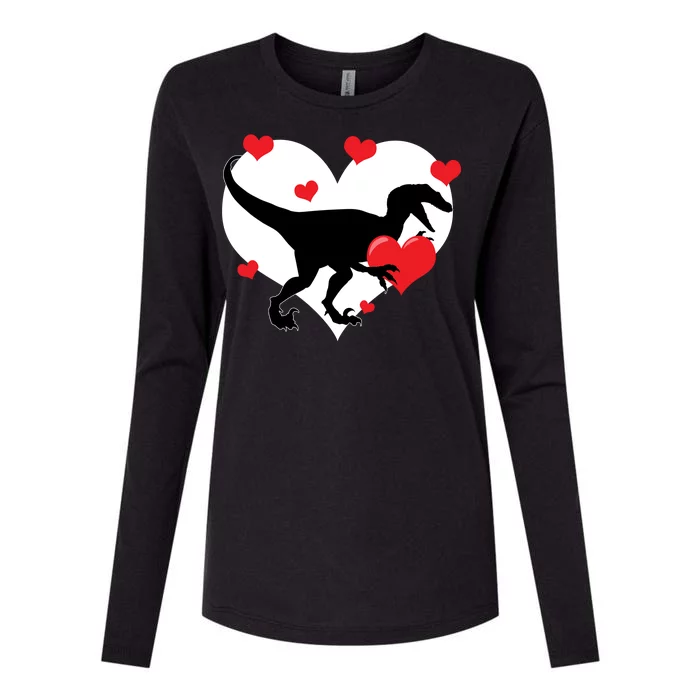 Stole My Heart Cute Dinosaur Womens Cotton Relaxed Long Sleeve T-Shirt