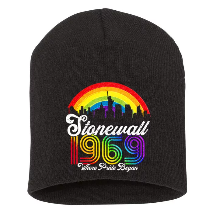 Stonewall 1969 Where Pride Began LGBT Rainbow Short Acrylic Beanie