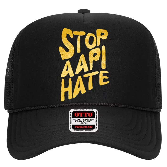 Stop AAPI Hate Painted High Crown Mesh Trucker Hat